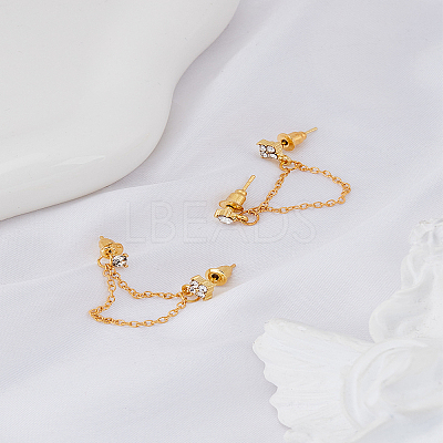 1 Pair Zinc Alloy with Crystal Rhinestone Stud Earrings for Women EJEW-LP0004-69G-1