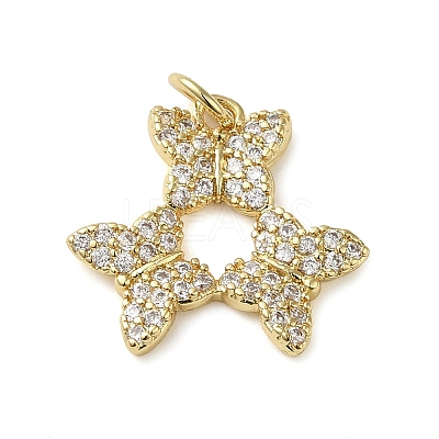 Brass Micro Pave Clear Cubic Zirconia Pendants KK-U005-01O-G-1