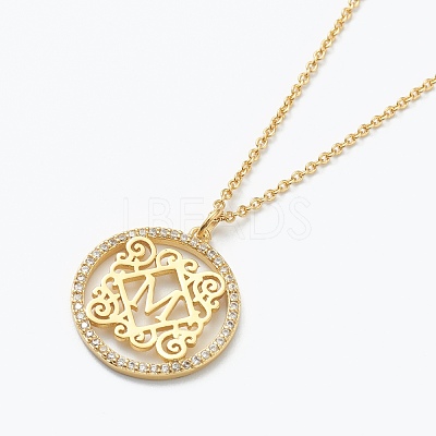 Brass Micro Pave Clear Cubic Zirconia Pendant Necklaces NJEW-J059-01M-1