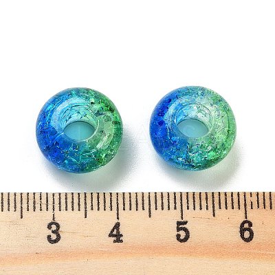Two Tone Transparent Crackle Acrylic European Beads TACR-P009-B01-11-1