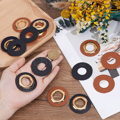 8 Bags 2 Colors Imitation PU Leather Eeyelet Patch PURS-CL0001-34G-1