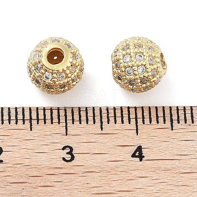 Round Brass Micro Pave Cubic Zirconia Beads ZIRC-N016-01G-8mm-1