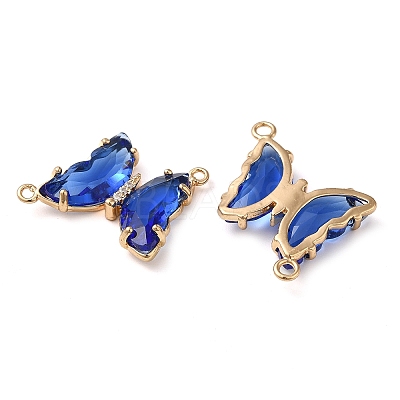 Brass Pave Faceted Glass Connector Charms FIND-Z020-04B-1