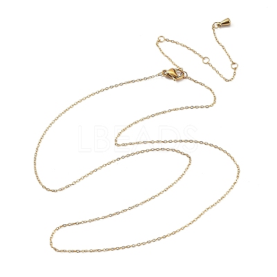 1MM 304 Stainless Steel Cable Chain Necklaces NJEW-T016-15G-1