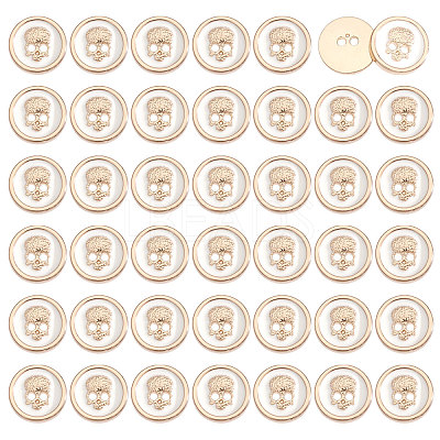 40Pcs 2-Hole Alloy Enamel Flat Round Buttons BUTT-CA0001-36LG-1