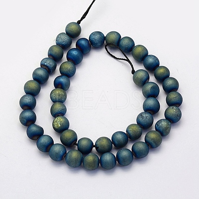 Electroplate Natural Druzy Agate Beads Strands X-G-G708-8mm-10-1