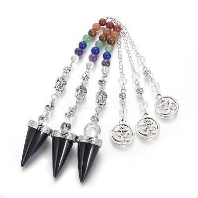 Chakra Jewelry Natural Mixed Stone Cone Dowsing Pendulums G-G771-E-1