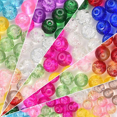 Spray Painted Crackle Glass Beads CCG-YW0001-02-6mm-1