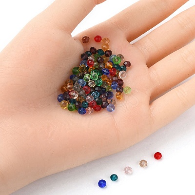 Faceted Rondelle Transparent Glass Beads GLAA-YW0001-84A-1