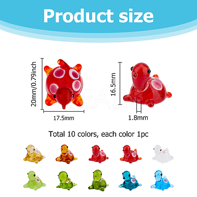 10Pcs 10 Colors Handmade Lampwork Beads LAMP-HS0001-02-1