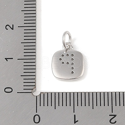 Rack Plating Brass Micro Pave CLear Cubic Zirconia Charms KK-E110-14P-P-1
