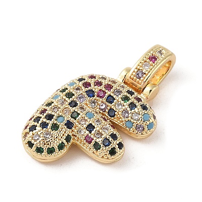 Brass Micro Pave Cubic Zirconia Pendants ZIRC-P121-01G-F-1