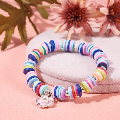 Flat Round Handmade Polymer Clay Beads CLAY-R067-6.0mm-32-1