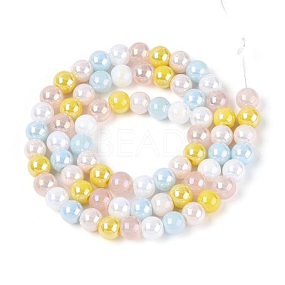 Electroplate Glass Beads Strands EGLA-N019-6mm-02-1