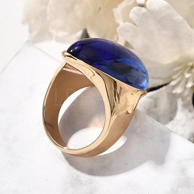 Resin Horse Eye Finger Rings RJEW-R006-01G-05-1