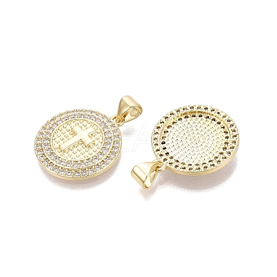Religion Brass Micro Pave Clear Cubic Zirconia Pendants KK-N287-43G-03-1