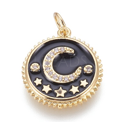 Brass Micro Pave Cubic Zirconia Pendants KK-O113-04G-A-1