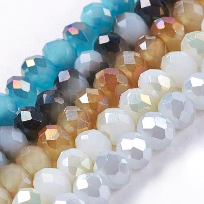 Electroplate Glass Faceted Rondelle Beads Strands EGLA-D020-3x2mm-M3-1