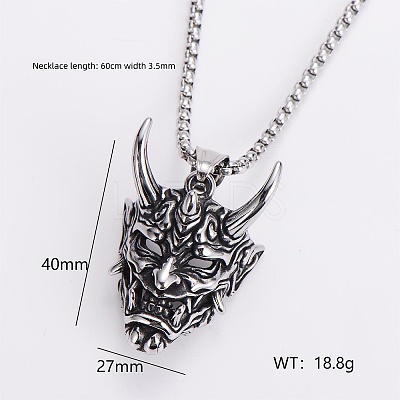 Gothic 316 Surgical Stainless Steel Pendant Box Chain Necklaces for Men ZF3615-2-1