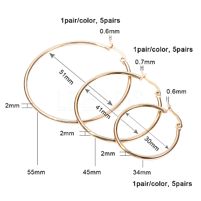 304 Stainless Steel Hoop Earrings EJEW-PH0002-02-1