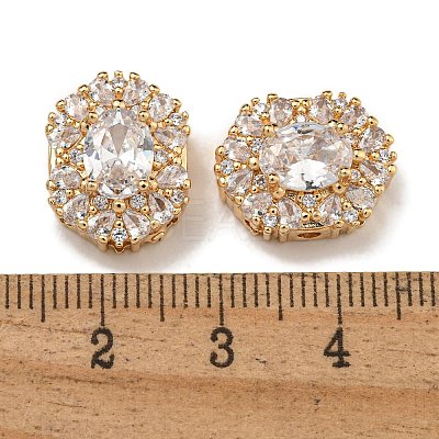 Oval Brass Micro Pave Cubic Zirconia Beads KK-U037-04G-02-1