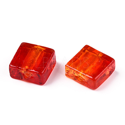 Handmade Silver Foil Lampwork Beads FOIL-S006-12x12mm-01-1