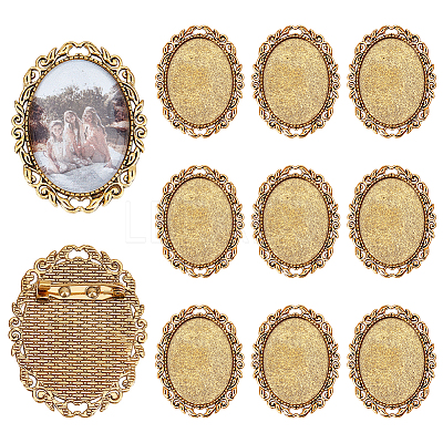 10Pcs Vintage Tibetan Alloy Brooch Cabochon Bezel Settings FIND-PH0025-54-1