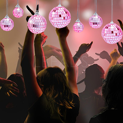 30Pcs 4 Styles Foam & Glass Mirror Ball Pendant Decorations AJEW-GA0010-79-1