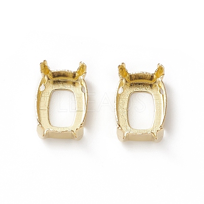 Rectangle Brass Sew on Prong Settings KK-N0084-A05-8x10G-1
