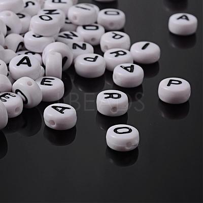 Mixed Letters White Acrylic Horizontal Hole Letter Beads X-PL37C9070-1