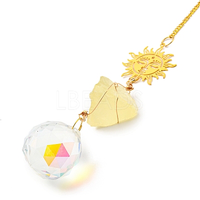Wire Wrapped Nuggets Natural Citrine Pendant Decorations LS-HJEW-C008-03C-G-1