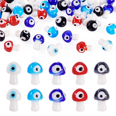 50Pcs 5 Colors Handmade Evil Eye Lampwork Beads Strands LAMP-TA0001-90-1