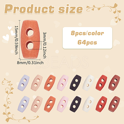 64Pcs 8 Colors Plastic Buttons BUTT-FG0001-36-1