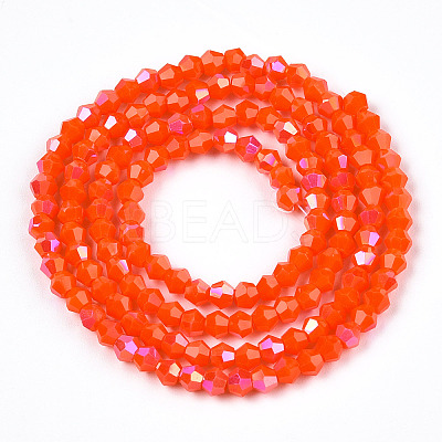 Opaque Solid Color Electroplate Glass Beads Strands EGLA-A039-P2mm-L03-1