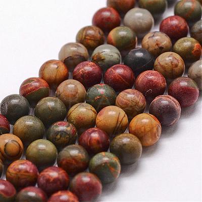 Natural Polychrome Jasper/Picasso Stone/Picasso Jasper Bead Strands G-D840-85-8mm-1