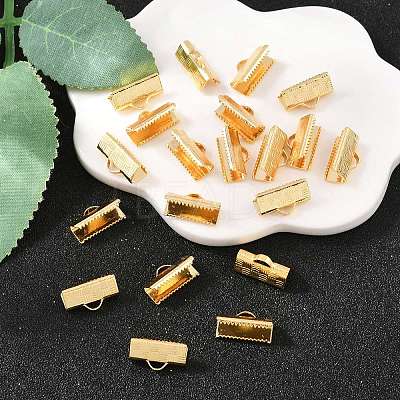 SHEGRACE Brass Ribbon Crimp Ends XGR0063G-58G-1