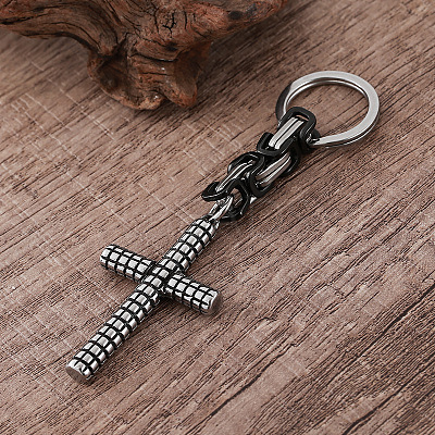 304 Stainless Steel Tartan Cross Keychains SL6248-1
