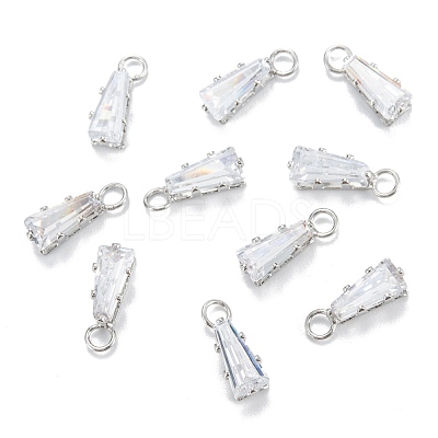 Brass Clear Cubic Zirconia Charms ZIRC-G170-10P-1