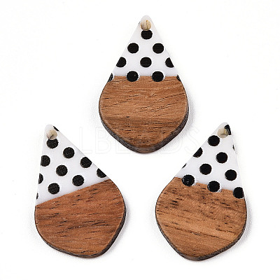 Printed Opaque Resin & Walnut Wood Pendants RESI-TAC0017-59-1