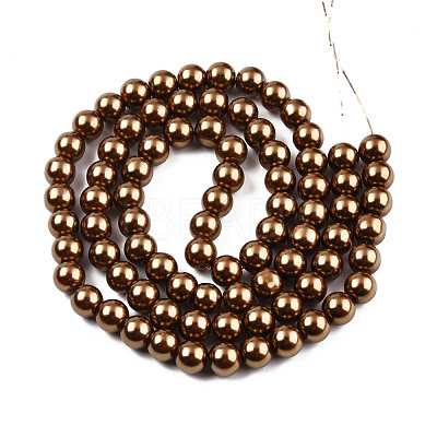 Baking Paint Pearlized Glass Pearl Round Bead Strands HY-Q003-4mm-30-1