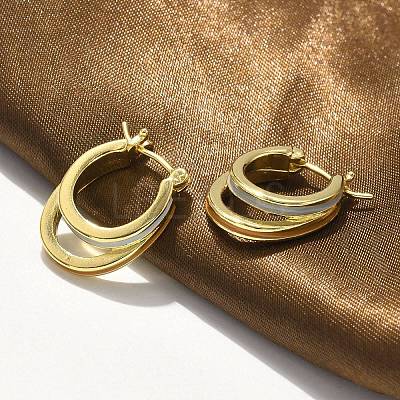 Two-layer Oval Brass Enamel Hoop Earrings EJEW-S252-03C-G-1