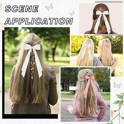 Big Bowknot Polyester Alligator Hair Clips AJEW-CP0008-42B-01-1