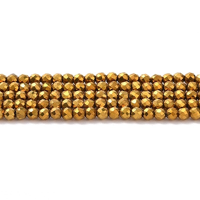 Electroplate Glass Beads Strands GLAA-H021-01B-FP04-1