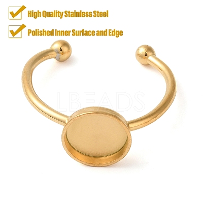 304 Stainless Steel Flat Round Pad Ring Setting STAS-I306-05B-G-1