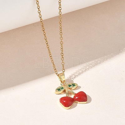 Brass & Cubic Zirconia Enamel Pendant Necklaces SA-CBA7E55-02G-1