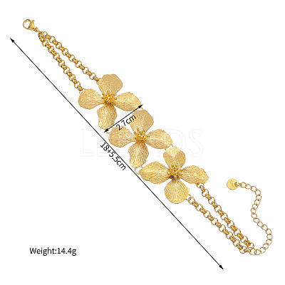 304 Stainless Steel Triple Flower Link Bracelets for Women WG0333A-01-1