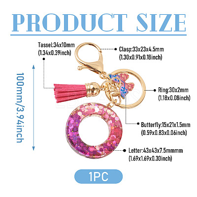 Alloy Resin Butterfly Keychains KEYC-TADJ0002-02G-O-1