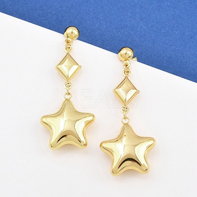 304 Stainless Steel Dangle Stud Earrings EJEW-P325-04B-G-1