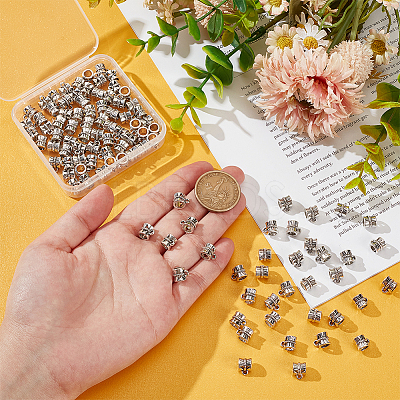 120Pcs Tibetan Style Alloy Tube Bails TIBE-UN0001-11-1