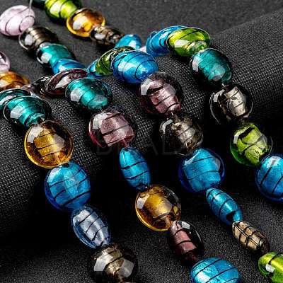 Handmade Silver Foil Glass Beads Strands SL109-1